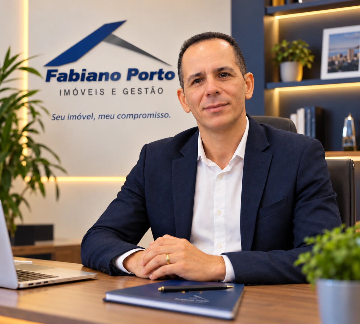 Fabiano Porto em seu escritório imobiliário