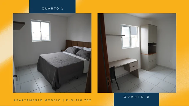 Imagens ilustrativas — Quartos do apartamento modelo apresentado no book — Vitta Sudoeste 21 — crédito RL Construções
