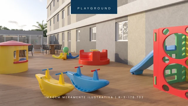 Imagens ilustrativas — Perspectiva ilustrativa do playground — Vitta Sudoeste 21 — crédito RL Construções